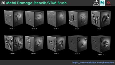 Artstation - 20 Metal Damage Stencils/VDM Brushes(Pack1)